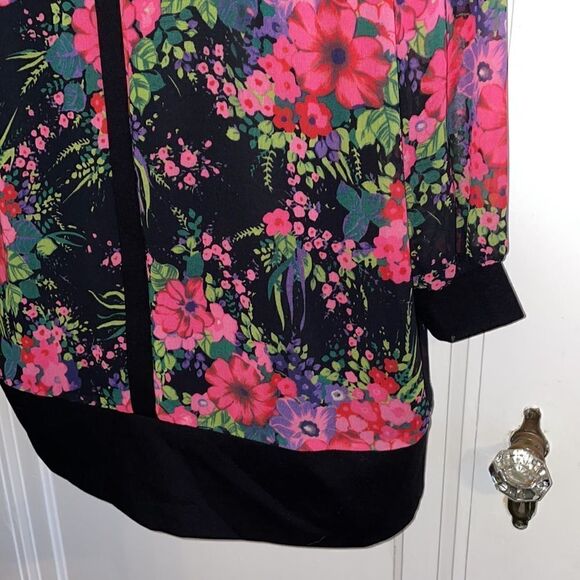 Lovely Doncaster Collection black & pink floral long tunic or dress - Picture 3 of 10